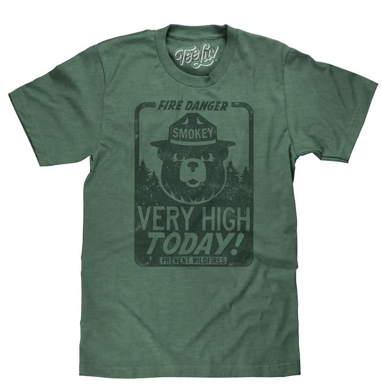 Smokey Bear "Fire Danger Very High Today" Green - Adult & Kids T-Shirts, Sweatshirts & Hoodies apparel design preview 1