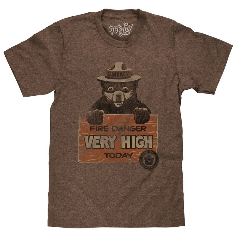 Smokey Fire Danger Very High Brown - Adult & Kids T-Shirts, Sweatshirts & Hoodies apparel design preview 1
