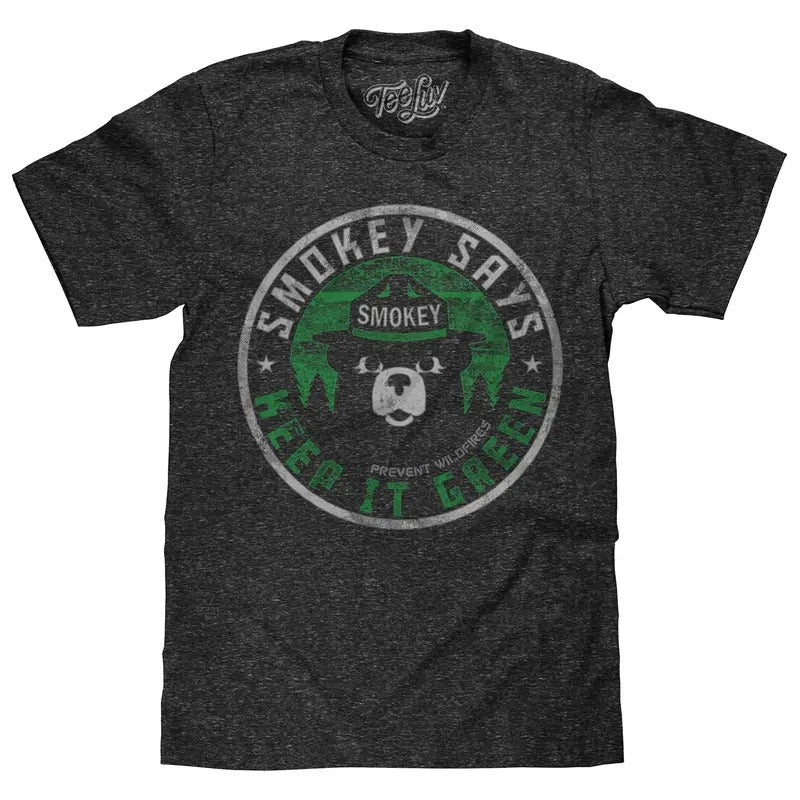 Smokey Says "Keep Green Prevent Wildfires" Gray - Adult & Kids T-Shirts, Sweatshirts & Hoodies apparel design preview 1