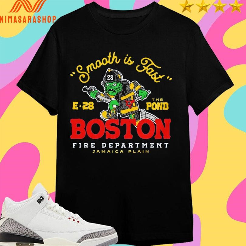 Smooth Is Fast E28 The Pond Boston Fire Department - Adult & Kids T-Shirts, Sweatshirts & Hoodies apparel design preview 1