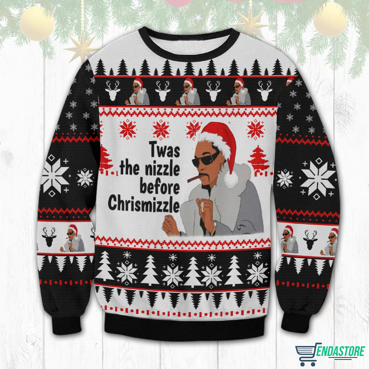 Snoop Dogg Twas The Nizzle Before Chrismizzle 3D Ugly Christmas Sweater - Gift Idea product image