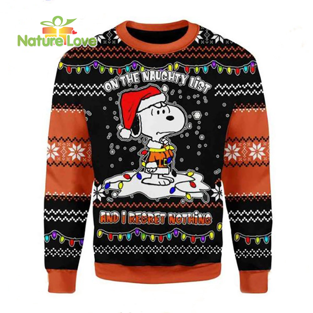 Snoopy On The Naughty List And I Regret Nothing Xmas Gifts Ugly Christmas Sweater - Holiday Gift product image