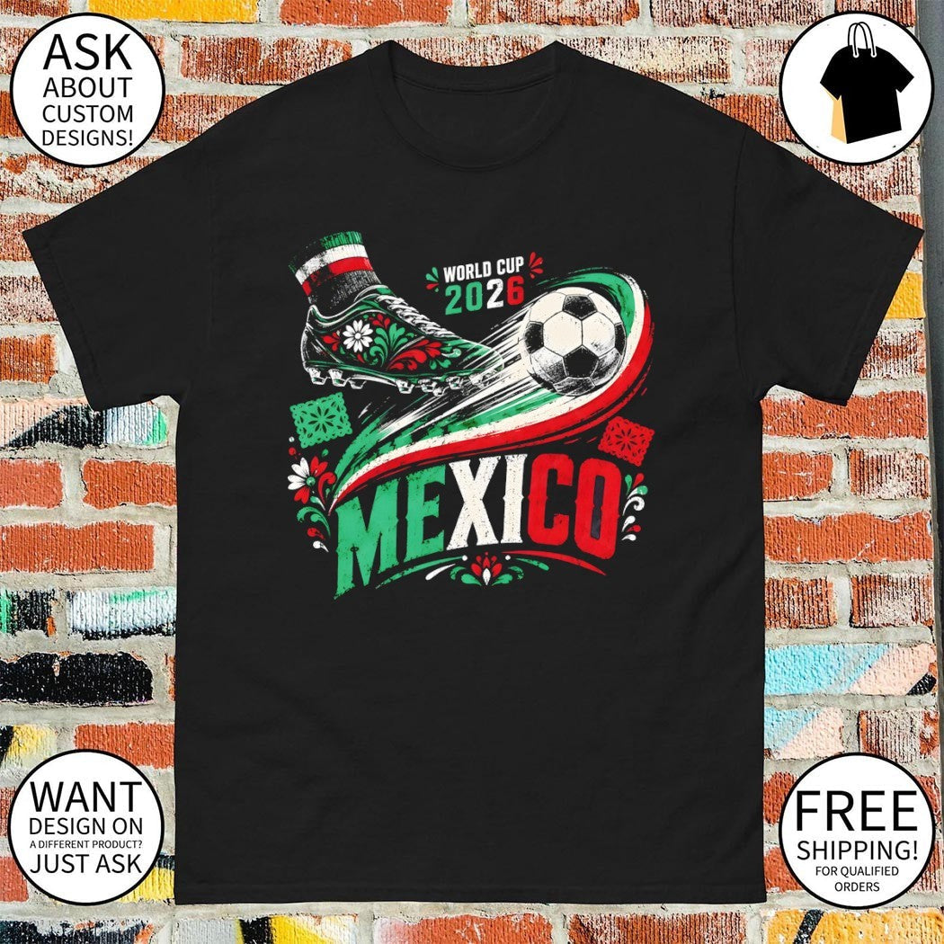 Soccer Cleat Ball and Mexico World Cup 2026 Floral - Adult & Kids T-Shirts, Sweatshirts & Hoodies apparel design preview 1