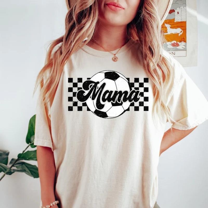 Soccer Mama Checkered Game Season Mom Ball - Adult & Kids T-Shirts, Sweatshirts & Hoodies apparel design preview 1