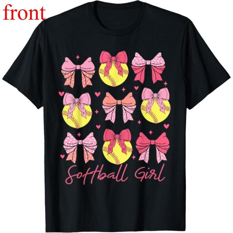 Softball Girl Bow Summer Casual Cotton - Adult & Kids T-Shirts, Sweatshirts & Hoodies apparel design preview 1