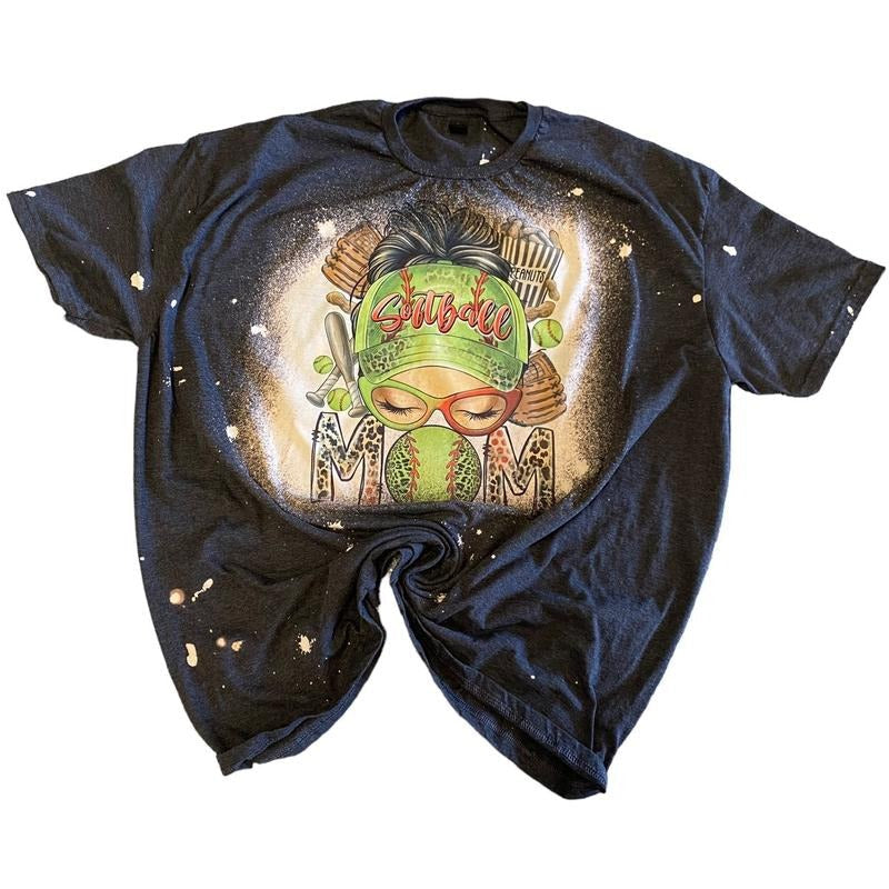 Softball Mom Messy Bun Life Season - Adult & Kids T-Shirts, Sweatshirts & Hoodies apparel design preview 1