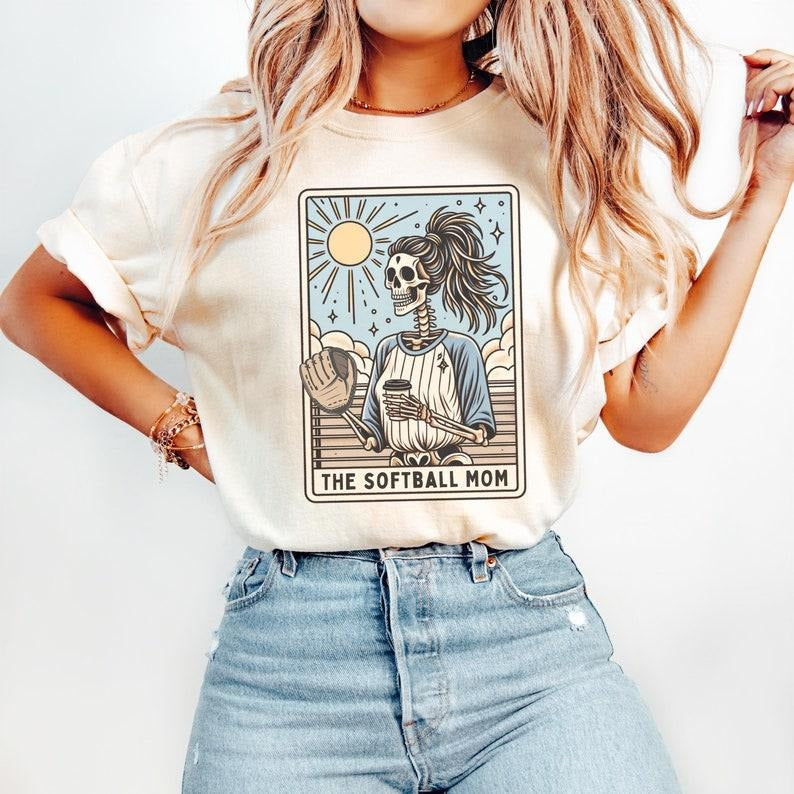 Softball Mom Comfort Colors Tarot Card Halloween - Adult & Kids T-Shirts, Sweatshirts & Hoodies apparel design preview 1