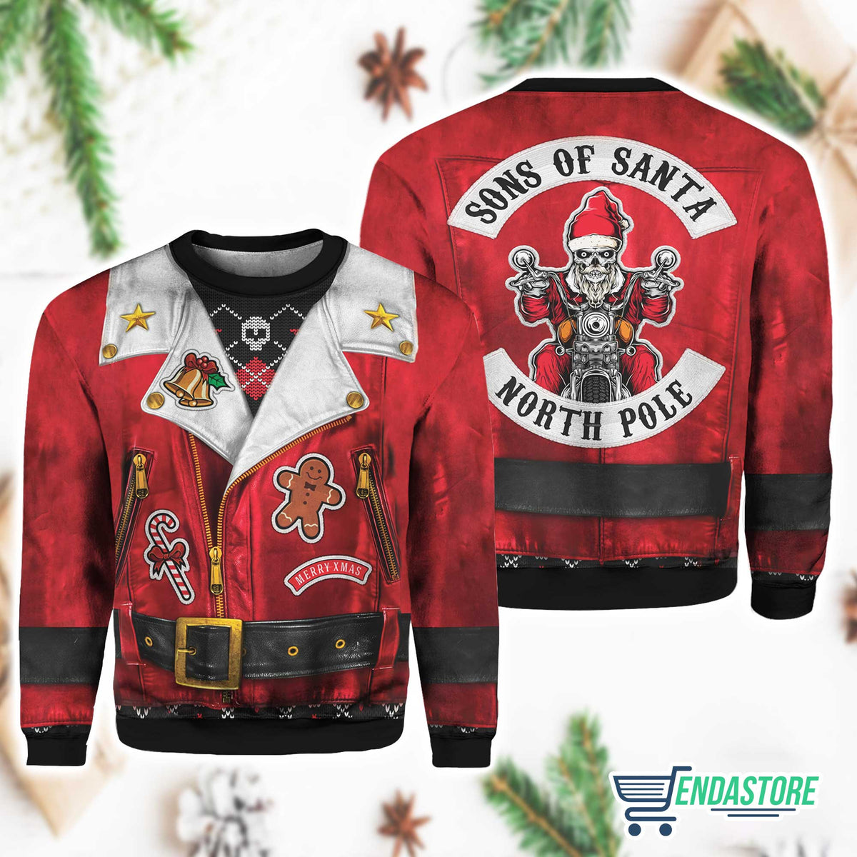 Sons of Santa Biker 3D Ugly Christmas Sweater - Holiday Gift product image 2