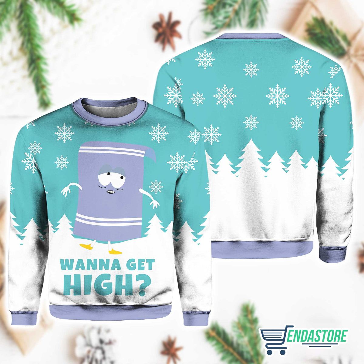 Towelie Red Eyes 3D Ugly Christmas Sweater - Holiday Gift product image 2