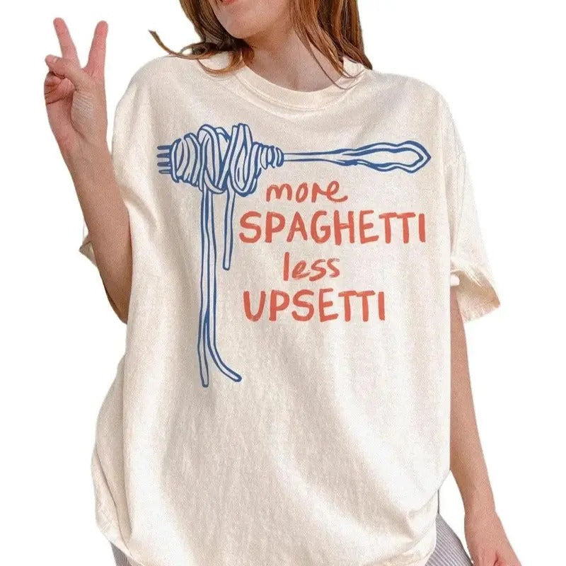 Spaghetti Funny Food Saying Silly More Less Upsetti - Adult & Kids T-Shirts, Sweatshirts & Hoodies apparel design preview 1