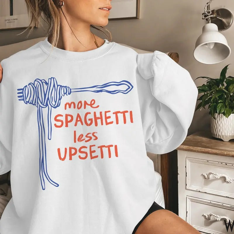 Spaghetti More Less Upsetti Funny Food Foodie Humor - Adult & Kids T-Shirts, Sweatshirts & Hoodies apparel design preview 1