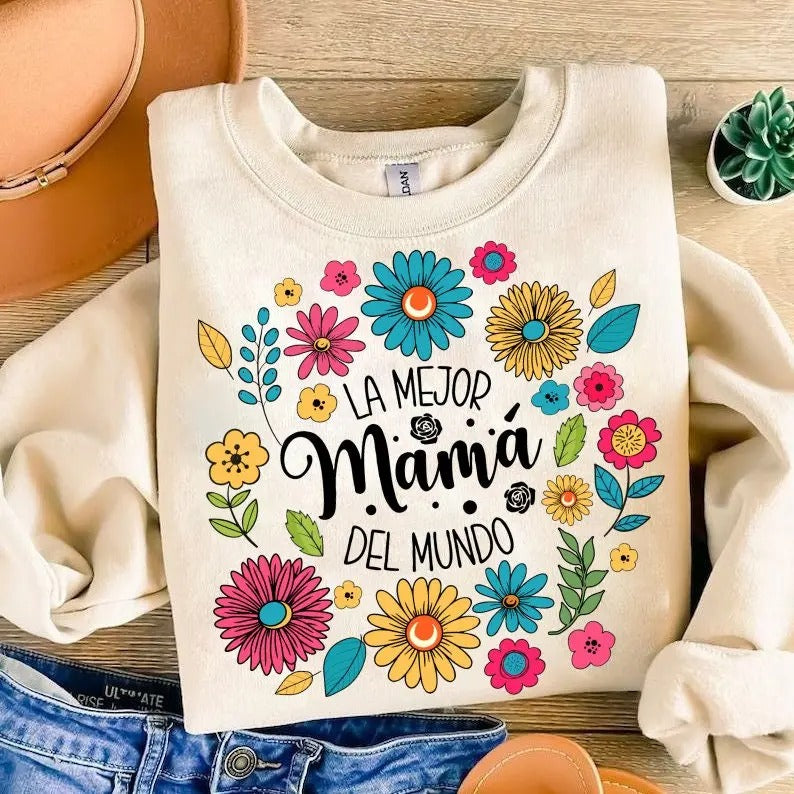Spanish Retro Madre Sublimation Floral Mama - Adult & Kids T-Shirts, Sweatshirts & Hoodies apparel design preview 1