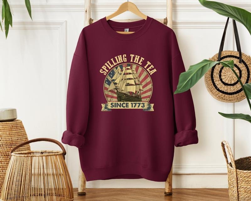 Spilling Tea Since 1773 4th July Patriotic Usa Boston - Adult & Kids T-Shirts, Sweatshirts & Hoodies apparel design preview 1
