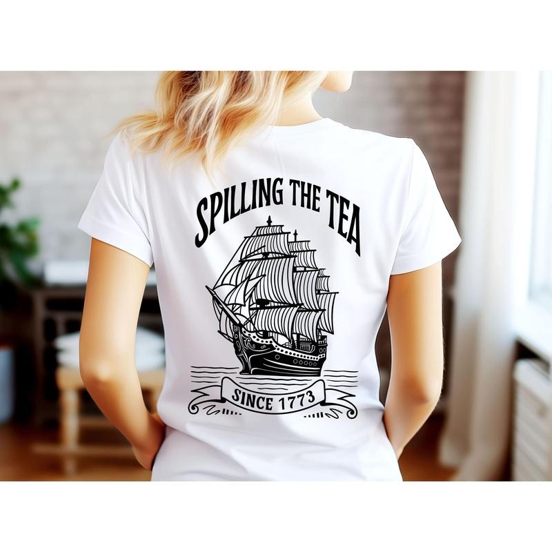 Spilling Tea Since 1773 Independence Day Patriotic - Adult & Kids T-Shirts, Sweatshirts & Hoodies apparel design preview 1