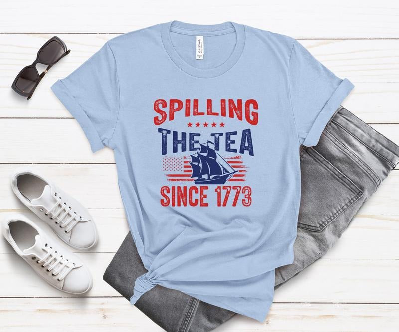 Spilling Tea Since 1773 Us History 4th July Usa - Adult & Kids T-Shirts, Sweatshirts & Hoodies apparel design preview 1