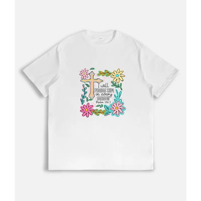 Spiritual Cross Embellished Colorful Flowers - Adult & Kids T-Shirts, Sweatshirts & Hoodies apparel design preview 1