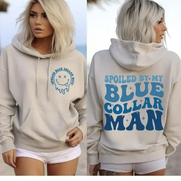 Spoiled My Blue Collar Man Wife Wives Club Funny Gf - Adult & Kids T-Shirts, Sweatshirts & Hoodies apparel design preview 1
