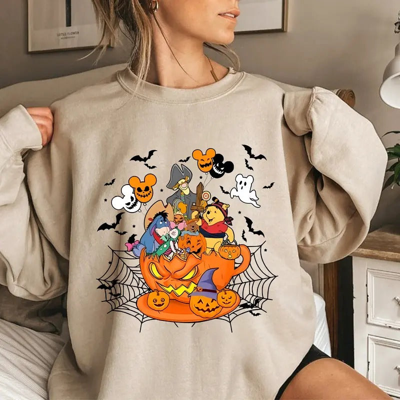Spooky Halloween Pooh Retro Cute Characters Scary - Adult & Kids T-Shirts, Sweatshirts & Hoodies apparel design preview 1