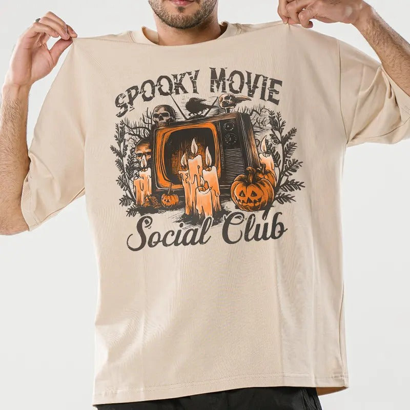 Spooky Movie Club Halloween Horror Social - Adult & Kids T-Shirts, Sweatshirts & Hoodies apparel design preview 1