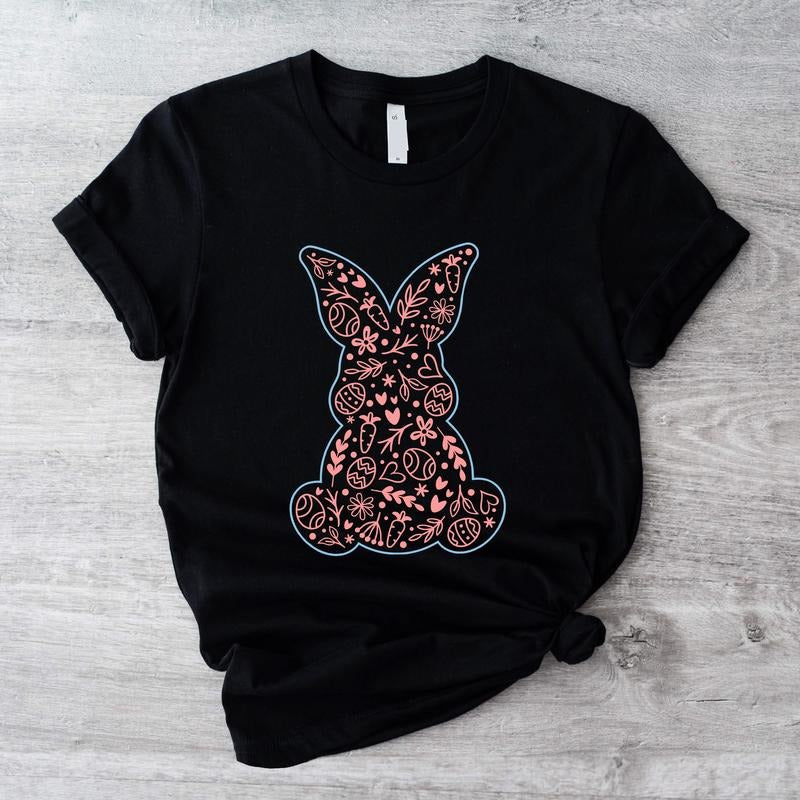 Spring Floral Bunny Rabbit Easter Woman Cute Flower - Adult & Kids T-Shirts, Sweatshirts & Hoodies apparel design preview 1