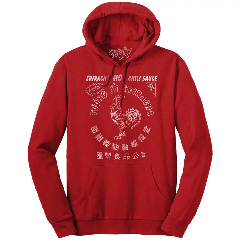 Sriracha Hot Chili Sauce Rooster Logo Hooded Red - Adult & Kids T-Shirts, Sweatshirts & Hoodies apparel design preview 1