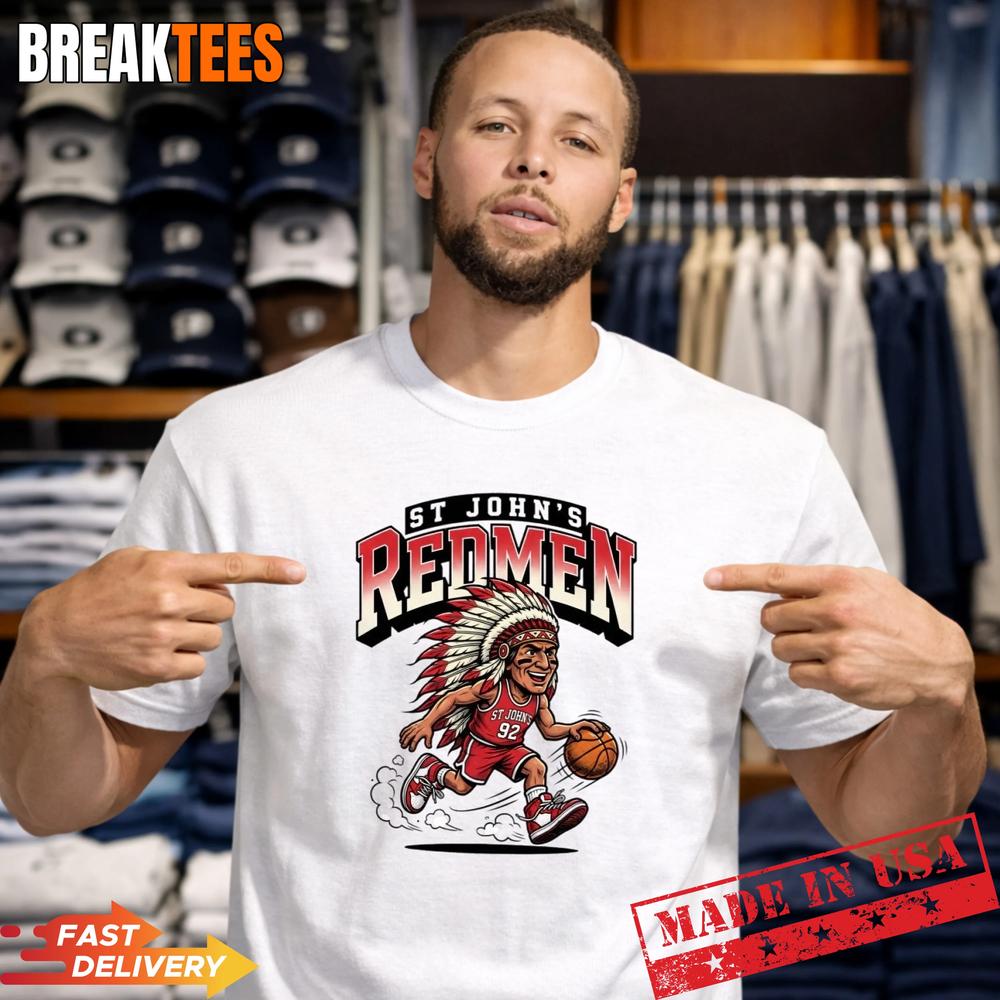 St Johns Redmen Basketball Cartoon Vintage Retro - Adult & Kids T-Shirts, Sweatshirts & Hoodies apparel design preview 1