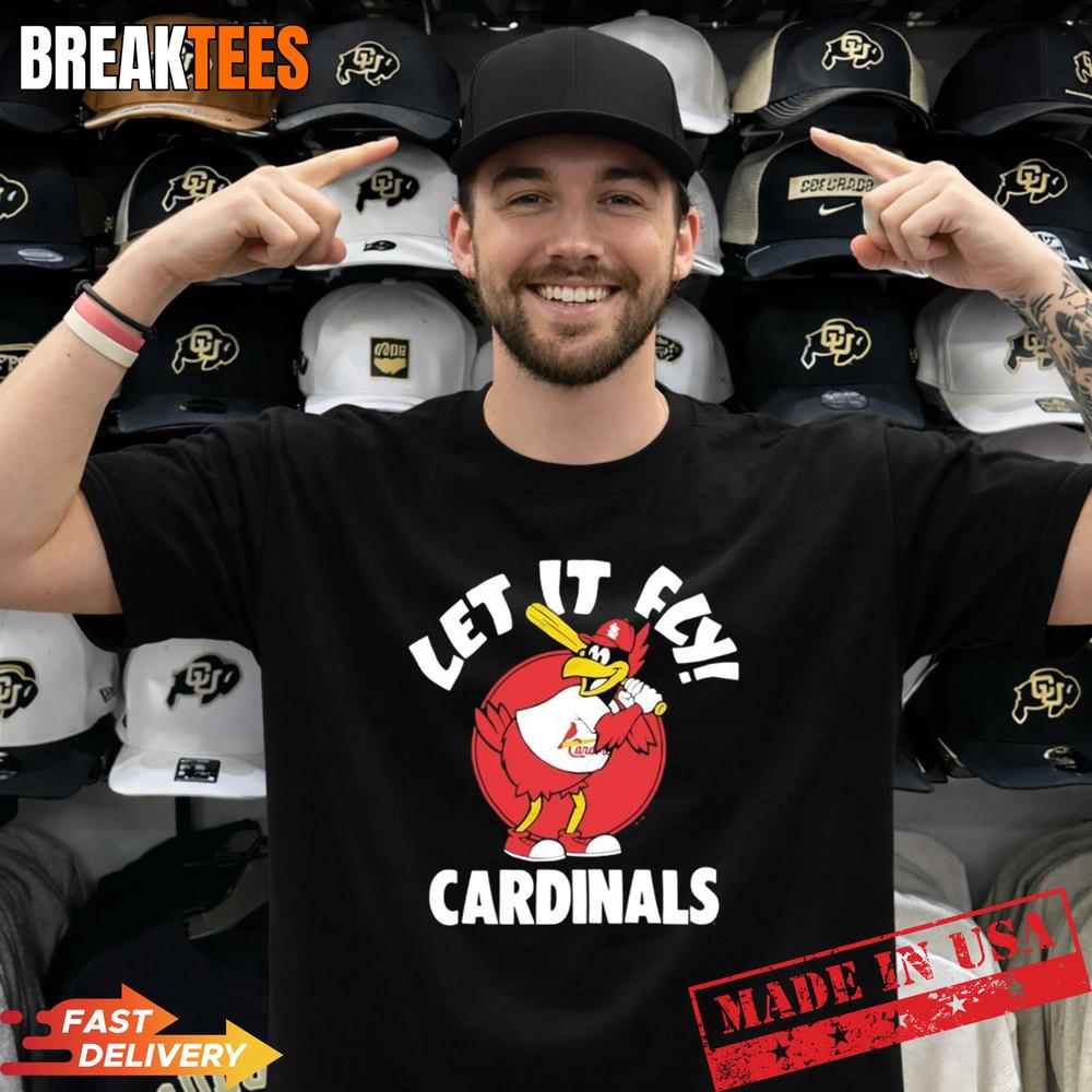 St. Louis Cardinals Fredbird Baseball Let It Fly - Adult & Kids T-Shirts, Sweatshirts & Hoodies apparel design preview 1