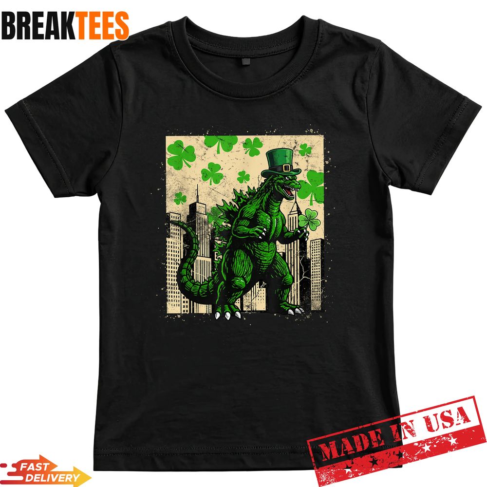 St Patrick's Day Japanese Monster Shamrock Kaiju - Adult & Kids T-Shirts, Sweatshirts & Hoodies apparel design preview 1