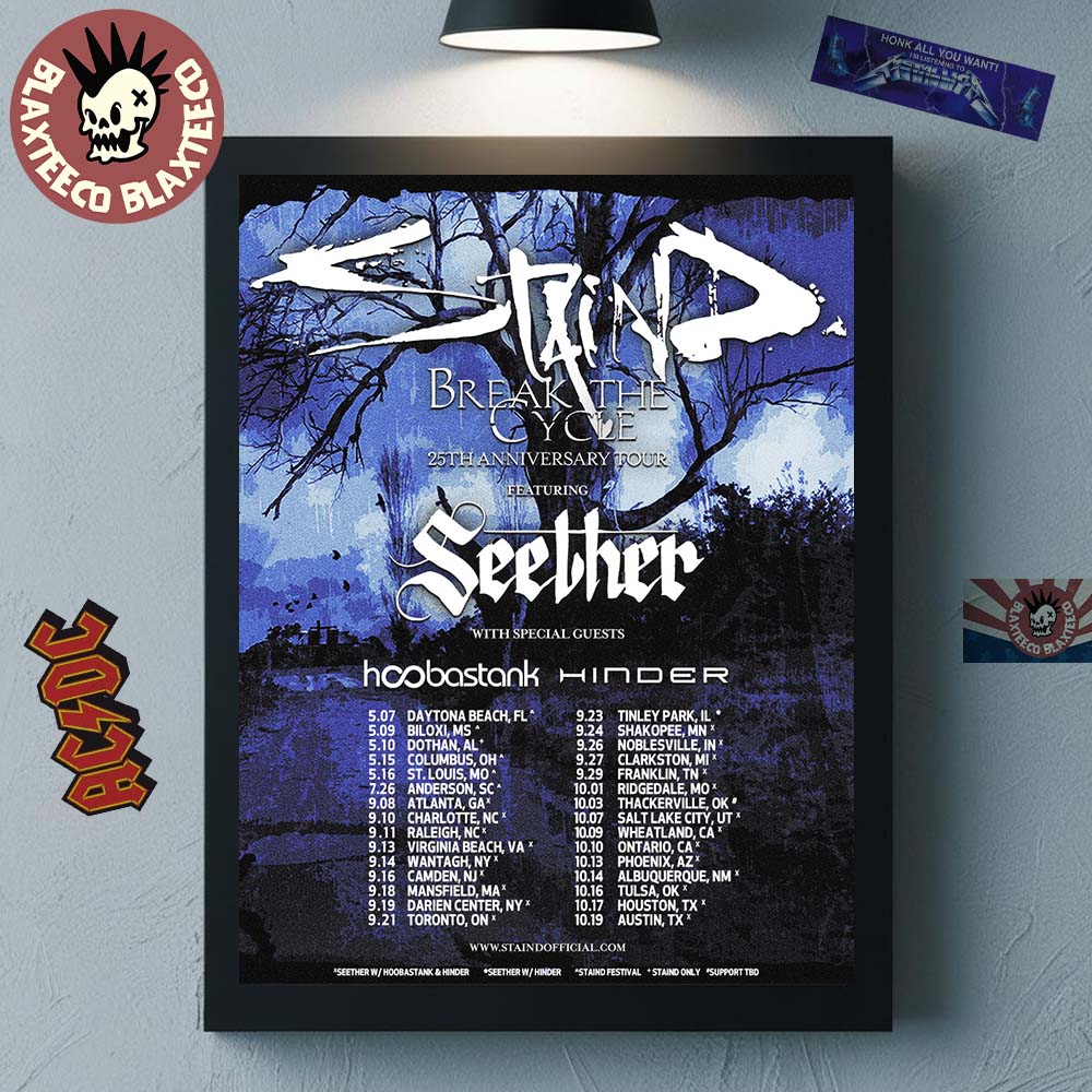 Staind Break The Cycle 25th Anniversary Tour North - Adult & Kids T-Shirts, Sweatshirts & Hoodies apparel design preview 1