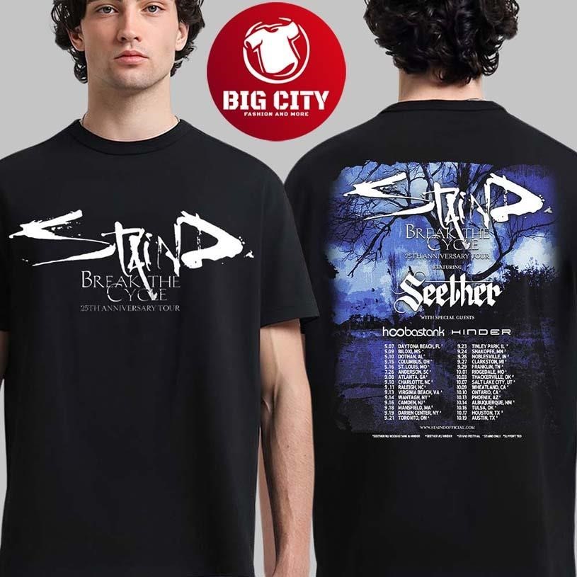 Staind Break The Cycle 25th Anniversary Tour North - Adult & Kids T-Shirts, Sweatshirts & Hoodies apparel design preview 1