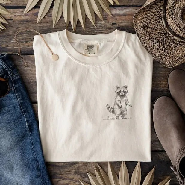 Standing Raccoon Cute Animal Sweet Vintage Retro - Adult & Kids T-Shirts, Sweatshirts & Hoodies apparel design preview 1
