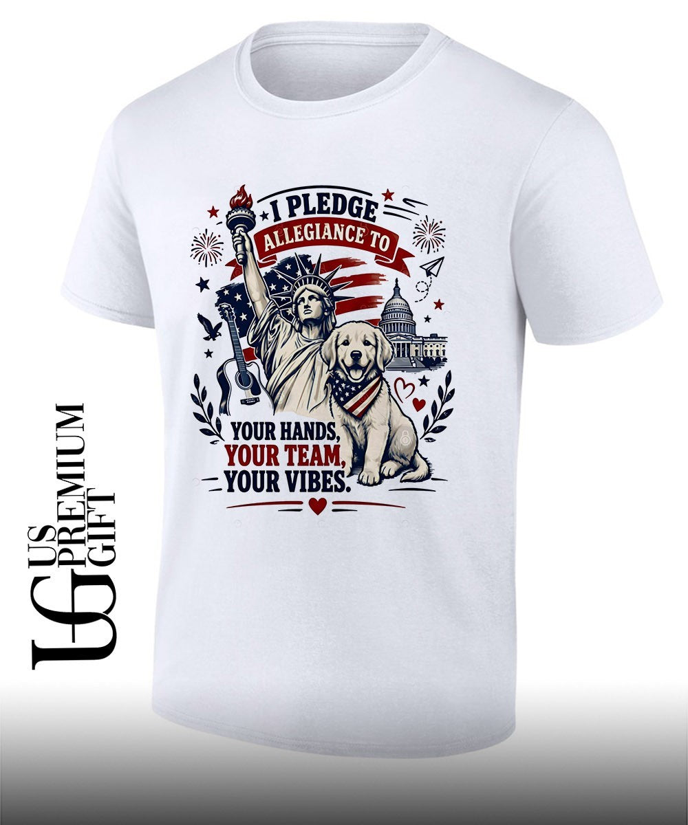 Statue of Liberty Golden Retriever I Pledge - Adult & Kids T-Shirts, Sweatshirts & Hoodies apparel design preview 1