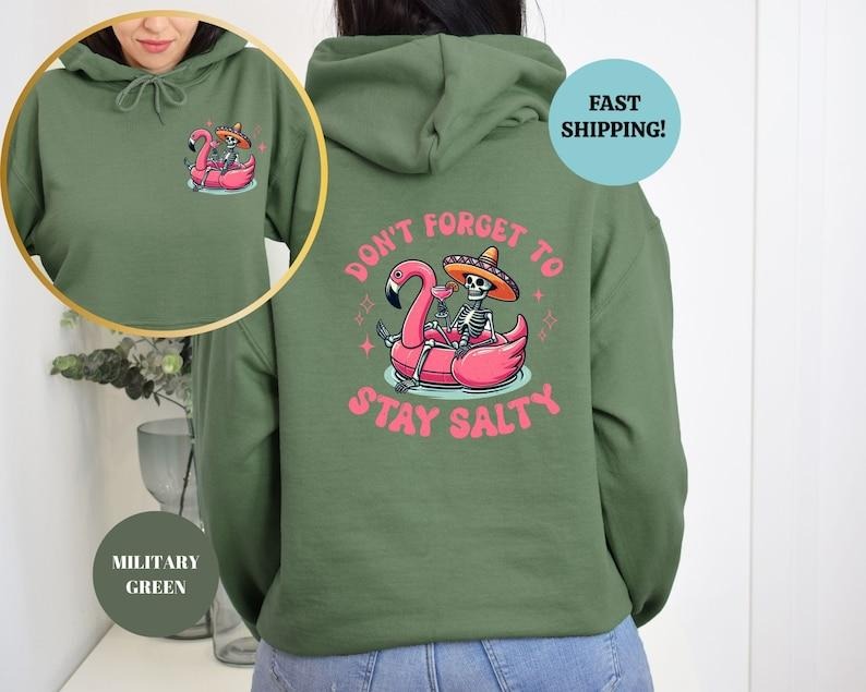 Stay Salty Funny Skeleton Beach Summer D Vacation - Adult & Kids T-Shirts, Sweatshirts & Hoodies apparel design preview 1