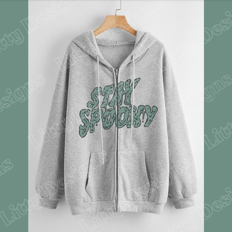 Stay Spooky Halloween Zip Up Two Color Options Grey - Adult & Kids T-Shirts, Sweatshirts & Hoodies apparel design preview 1