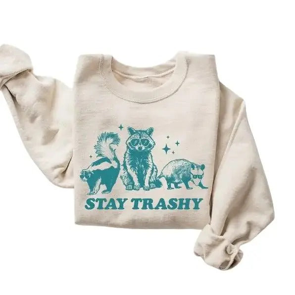 Stay Trashy Funny Meme Retro Raccoon Vintage Opossum - Adult & Kids T-Shirts, Sweatshirts & Hoodies apparel design preview 1