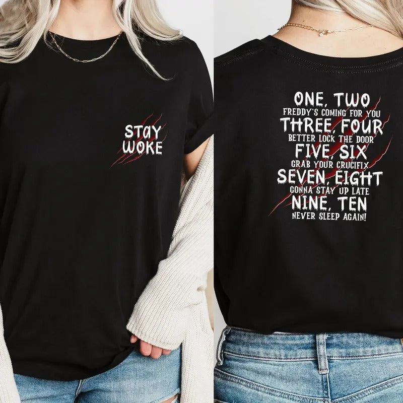 Stay Woke Halloween Scary Nights Horror Spooky Season - Adult & Kids T-Shirts, Sweatshirts & Hoodies apparel design preview 1