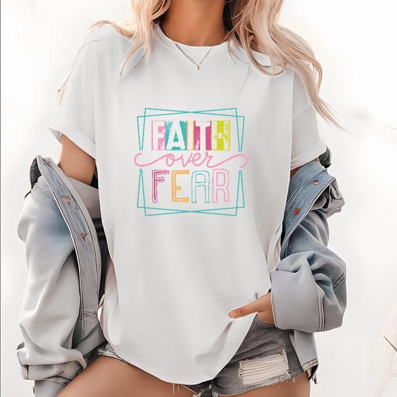 Step Trend Displaying Uplifting "Faith Over Fear" - Adult & Kids T-Shirts, Sweatshirts & Hoodies apparel design preview 1