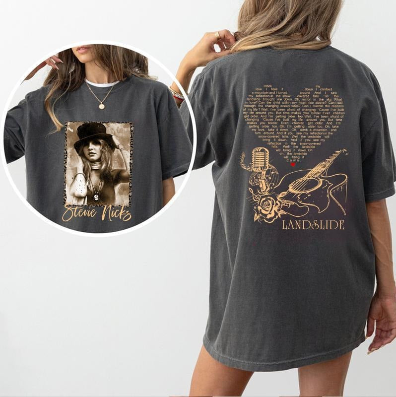 Stevie 70s Landslide Song Lyric Heart Nicks Inspired - Adult & Kids T-Shirts, Sweatshirts & Hoodies apparel design preview 1