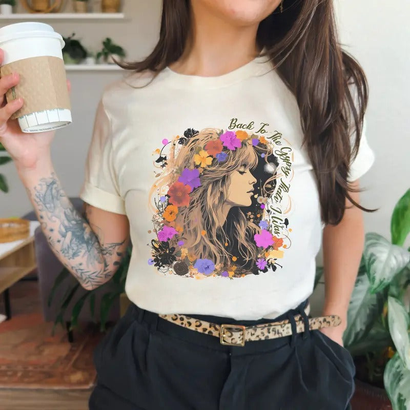 Stevie Nicks Inspired Floral Boho Music Vintage 70s - Adult & Kids T-Shirts, Sweatshirts & Hoodies apparel design preview 1