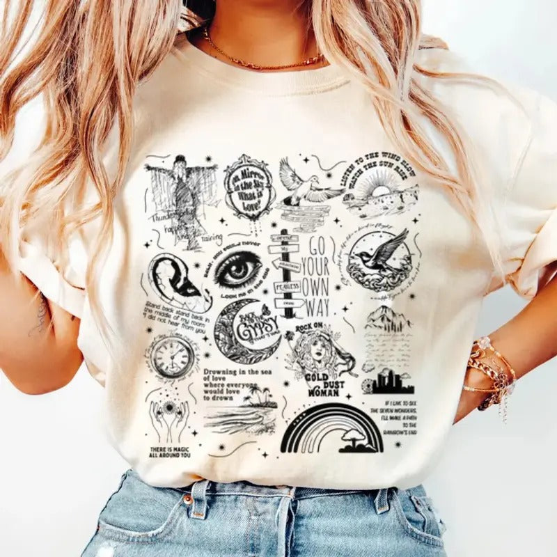 Stevie Nicks Tracklist Short Sleeve Cotton Fit Top - Adult & Kids T-Shirts, Sweatshirts & Hoodies apparel design preview 1