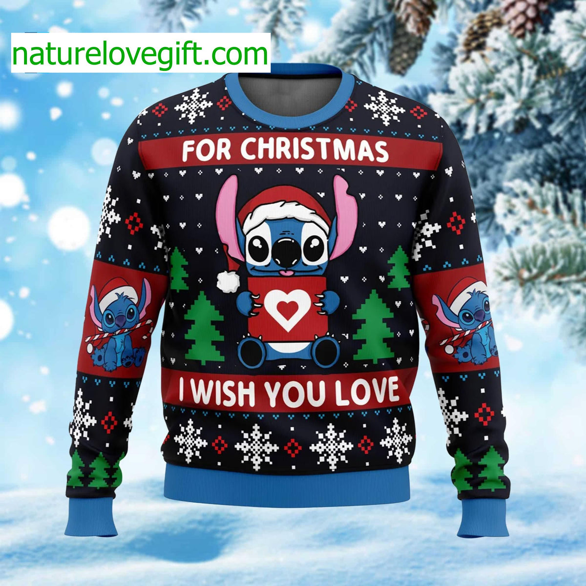 Stitch For Christmas I Wish You Love Ugly Christmas Sweater - Holiday Gift product image