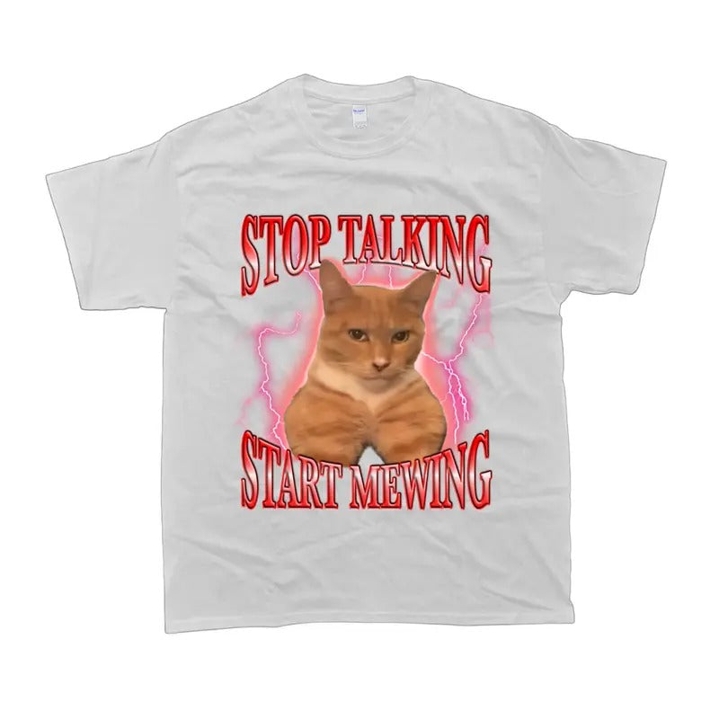 Stop Talking Start Mewing Funny Maxing Meme - Adult & Kids T-Shirts, Sweatshirts & Hoodies apparel design preview 1
