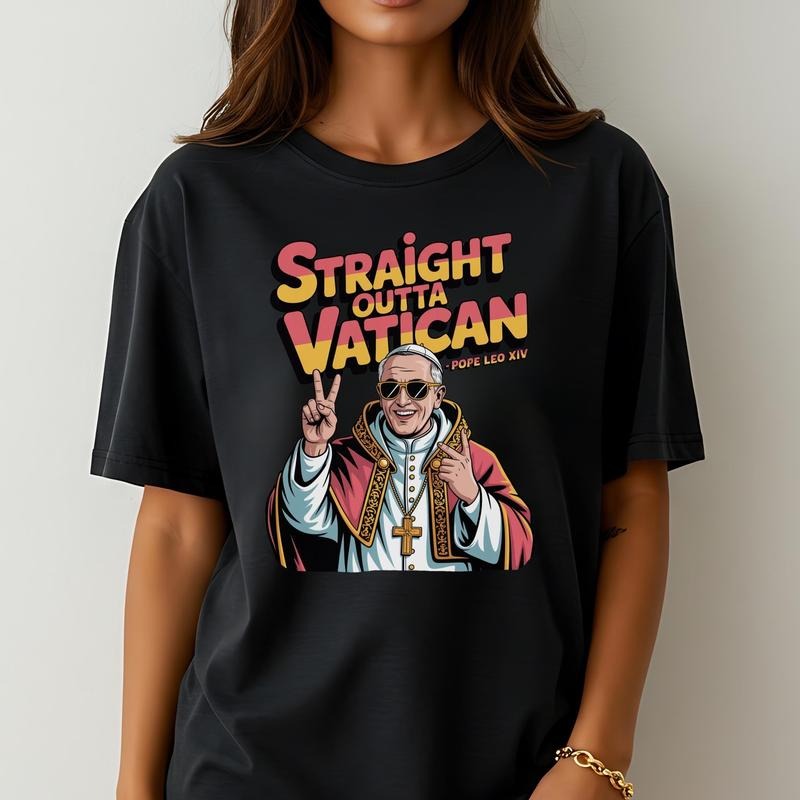 Straight Outta Vatican Pope Leo Xiv Funny American - Adult & Kids T-Shirts, Sweatshirts & Hoodies apparel design preview 1