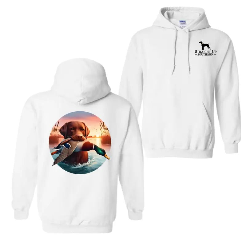 Straight Up Southern Bold Hunting Dog Duck 2 Sided - Adult & Kids T-Shirts, Sweatshirts & Hoodies apparel design preview 1