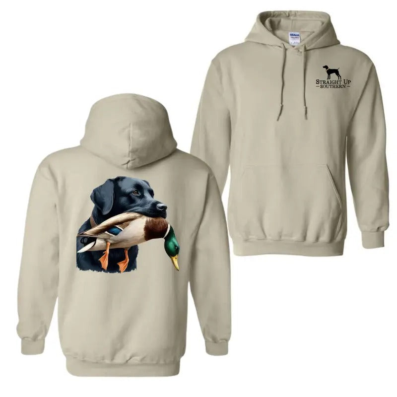 Straight Up Southern Mallard Duck Hunting 2 Sided Dog - Adult & Kids T-Shirts, Sweatshirts & Hoodies apparel design preview 1