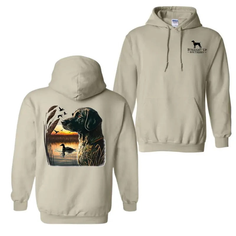 Straight Up Southern Hunting Dog Sunset Scene - Adult & Kids T-Shirts, Sweatshirts & Hoodies apparel design preview 1