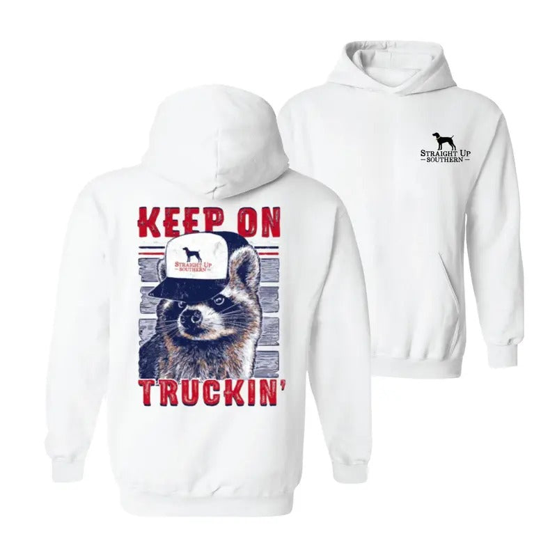 Straight Up Southern Truckin Raccoon 2 Sided Country - Adult & Kids T-Shirts, Sweatshirts & Hoodies apparel design preview 1
