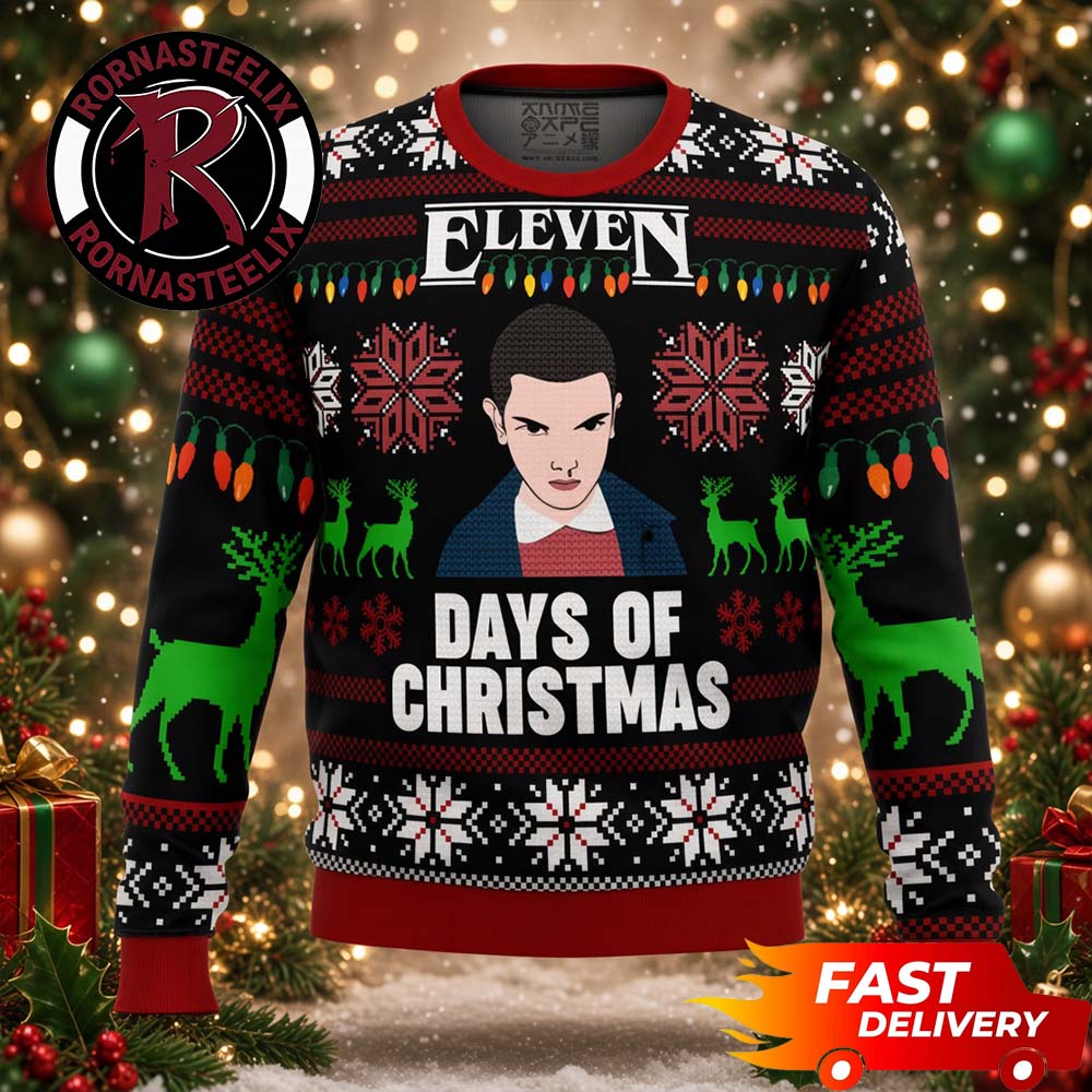 Stranger Things Eleven Days Of Christmas Stranger Things Ugly Christmas Sweater - Holiday Gift product image