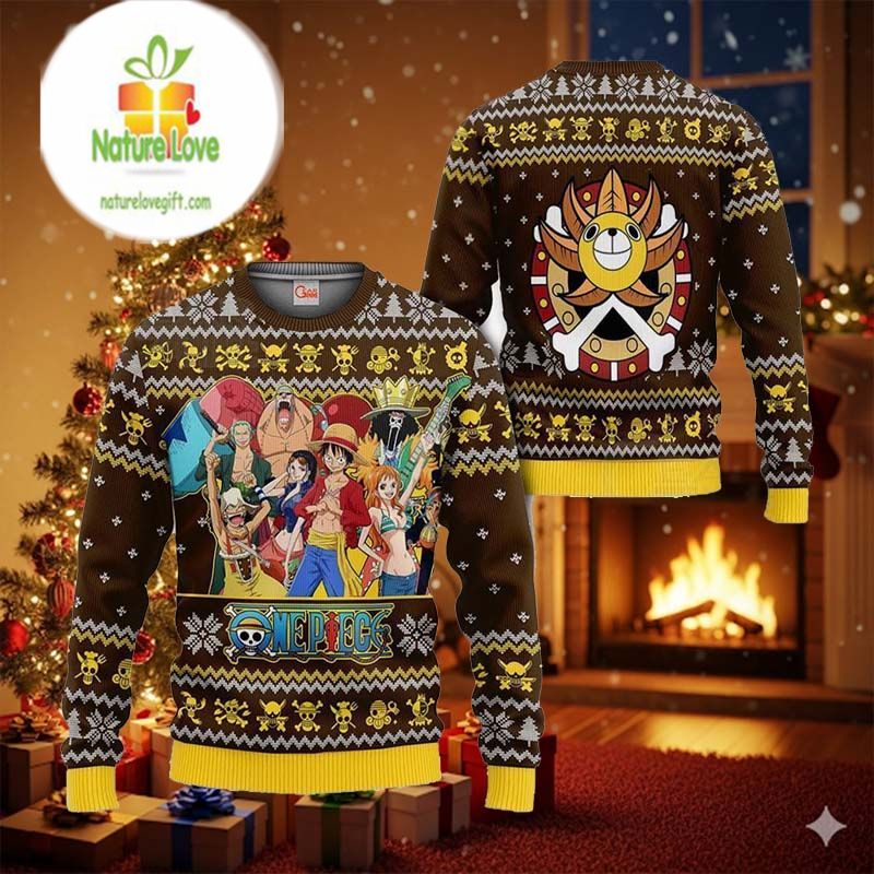 Straw Hat Pirates Anime Xmas One Piece Ugly Christmas Sweater - Holiday Gift product image