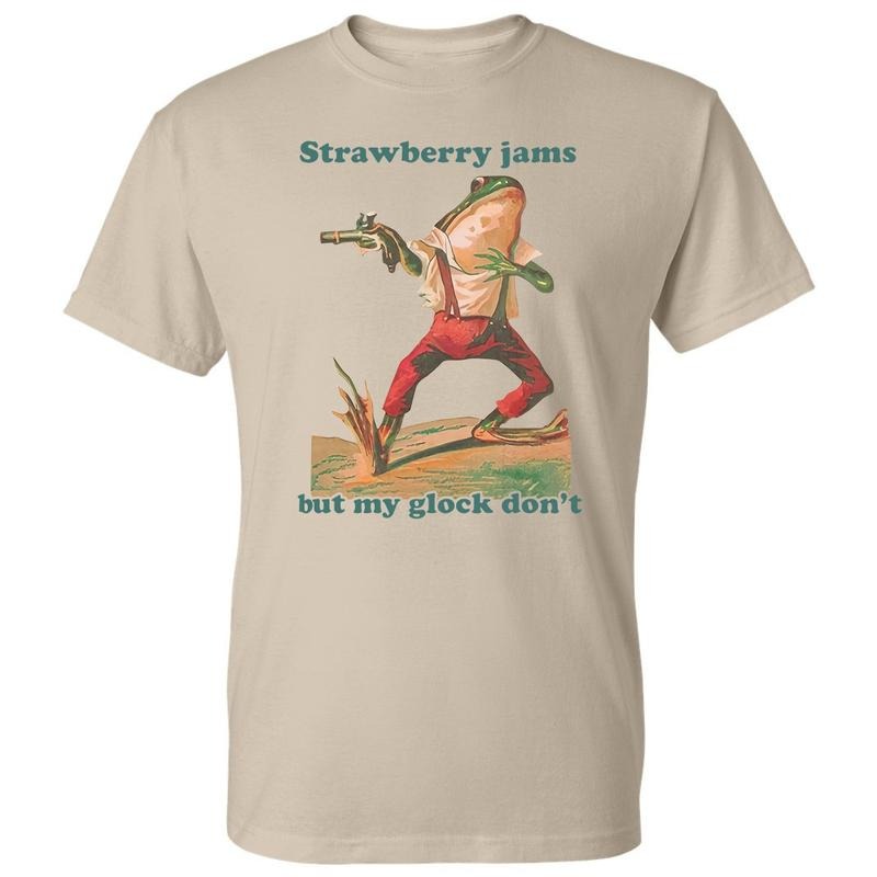 Strawberry Jams But My Glock Don'T Funny Meme - Adult & Kids T-Shirts, Sweatshirts & Hoodies apparel design preview 1
